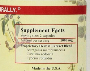 Chi's Enterprise Myomin | Myomin Nutrition Label